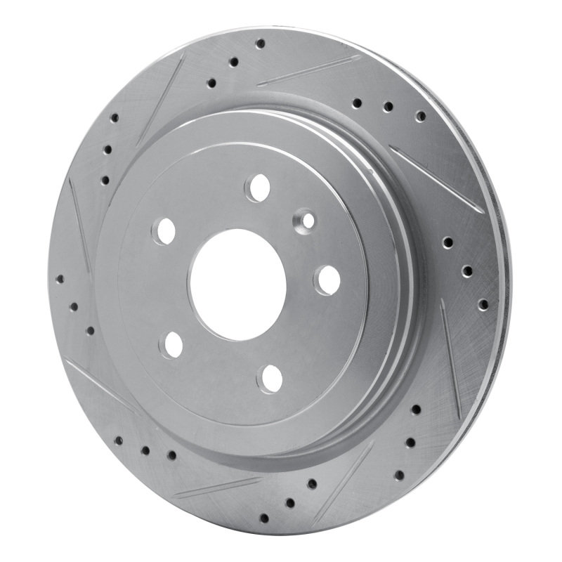 Cadillac CTS Brake Rotor (1) - Rear Left - R1 Concepts - Drilled & Slotted - Silver - `08-`19